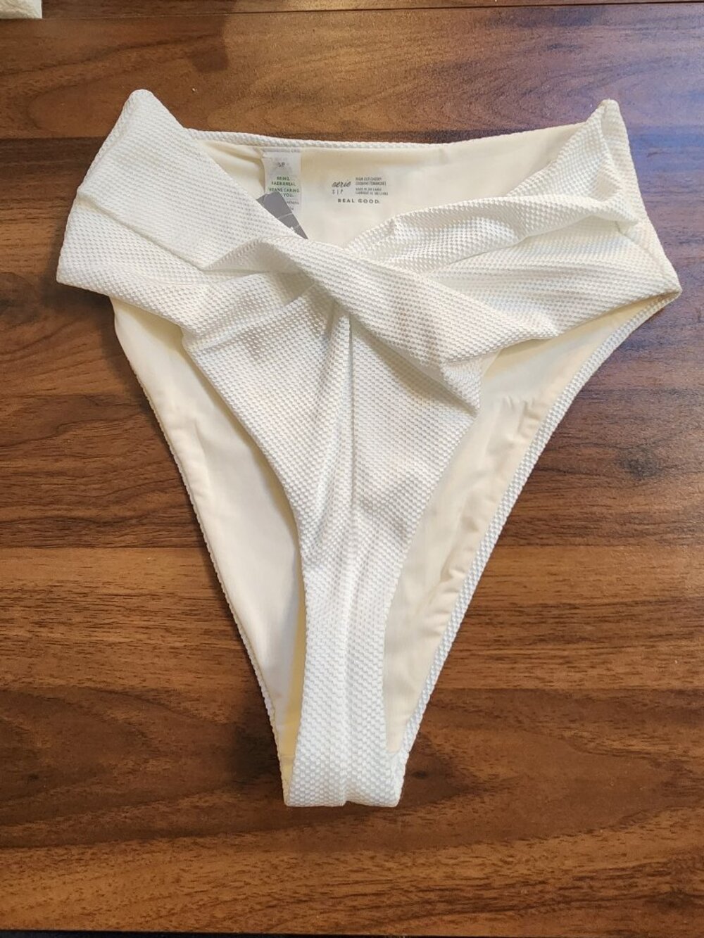 AERIE - Women's High Cut Bikini Swim Bottoms White - Small - NEW NWT
